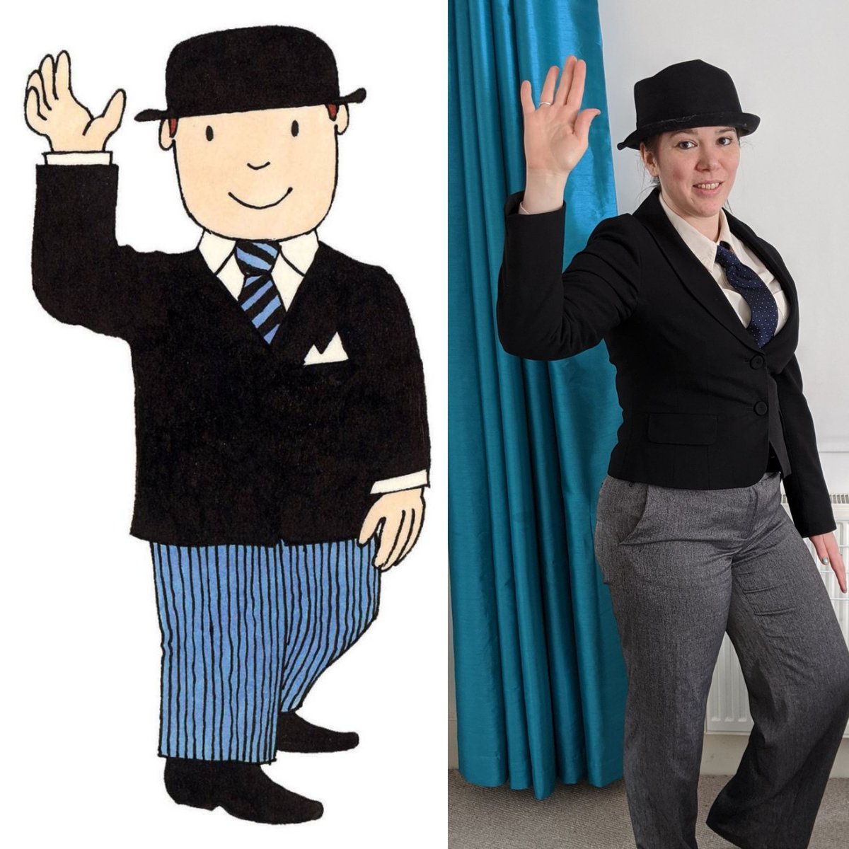 Next in my 26 costumes in two days  #TwoPointSixChallenge - Mr. Benn and a minion. (cheers  @multistable and  @andyricketts) Find out what the hell is going on and sponsor me here  https://uk.virginmoneygiving.com/RebeccaCooney2 