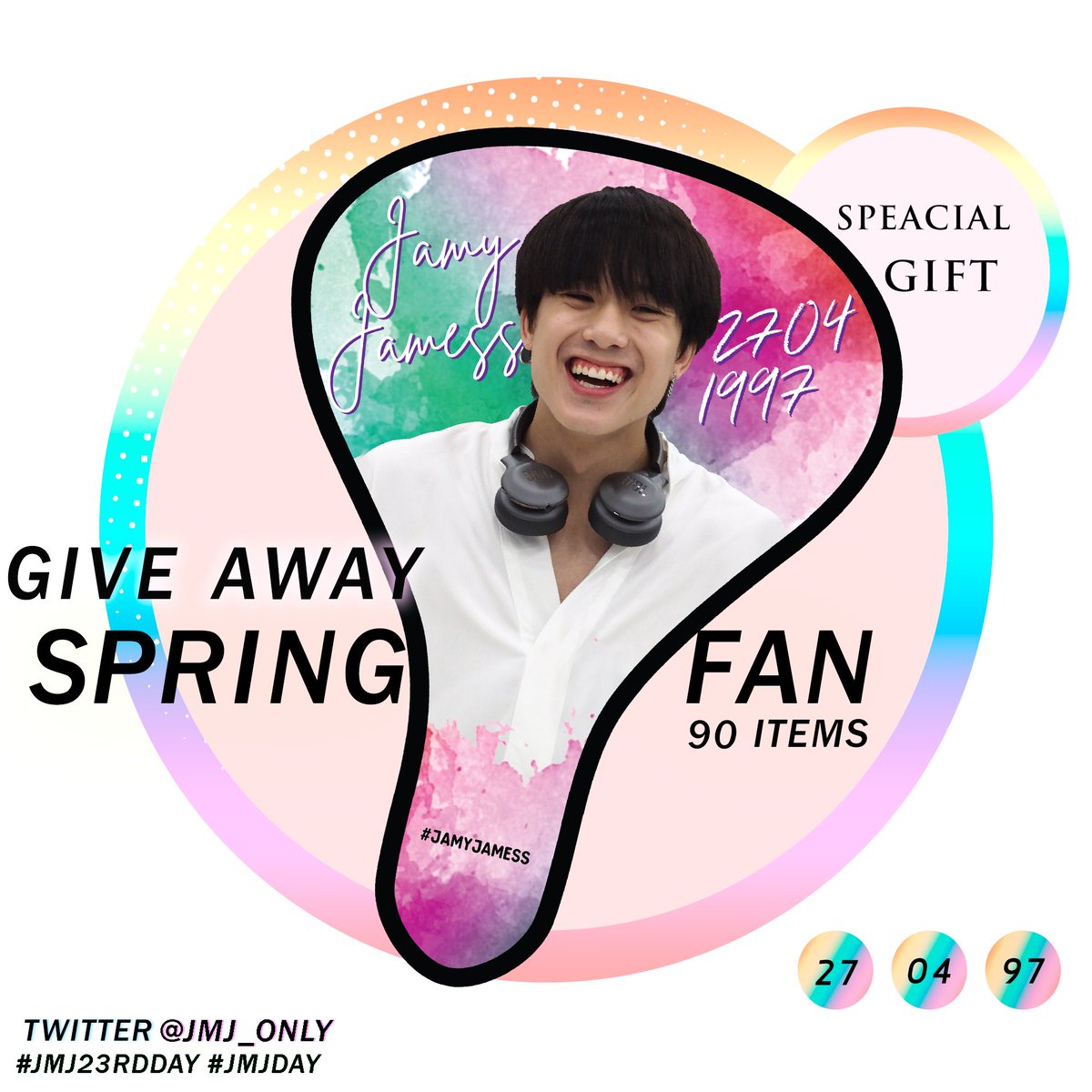 itmaybehappy's tweet photo. - GIVE AWAY - JMJDay ♥
ใครทายถูกบ้างว่าคืออะไร ?
พัดสปริงนั่นเอง 🥰 ใครไม่อยากพลาด
อย่าลืมกดกระดิ่งไว้น้าาา
ร่วมสนุกวันที่ 27 | 04 |2020
#JMJ23rdDay #JMJDay
#JamyJamess https://t.co/tQdLWbEU4g