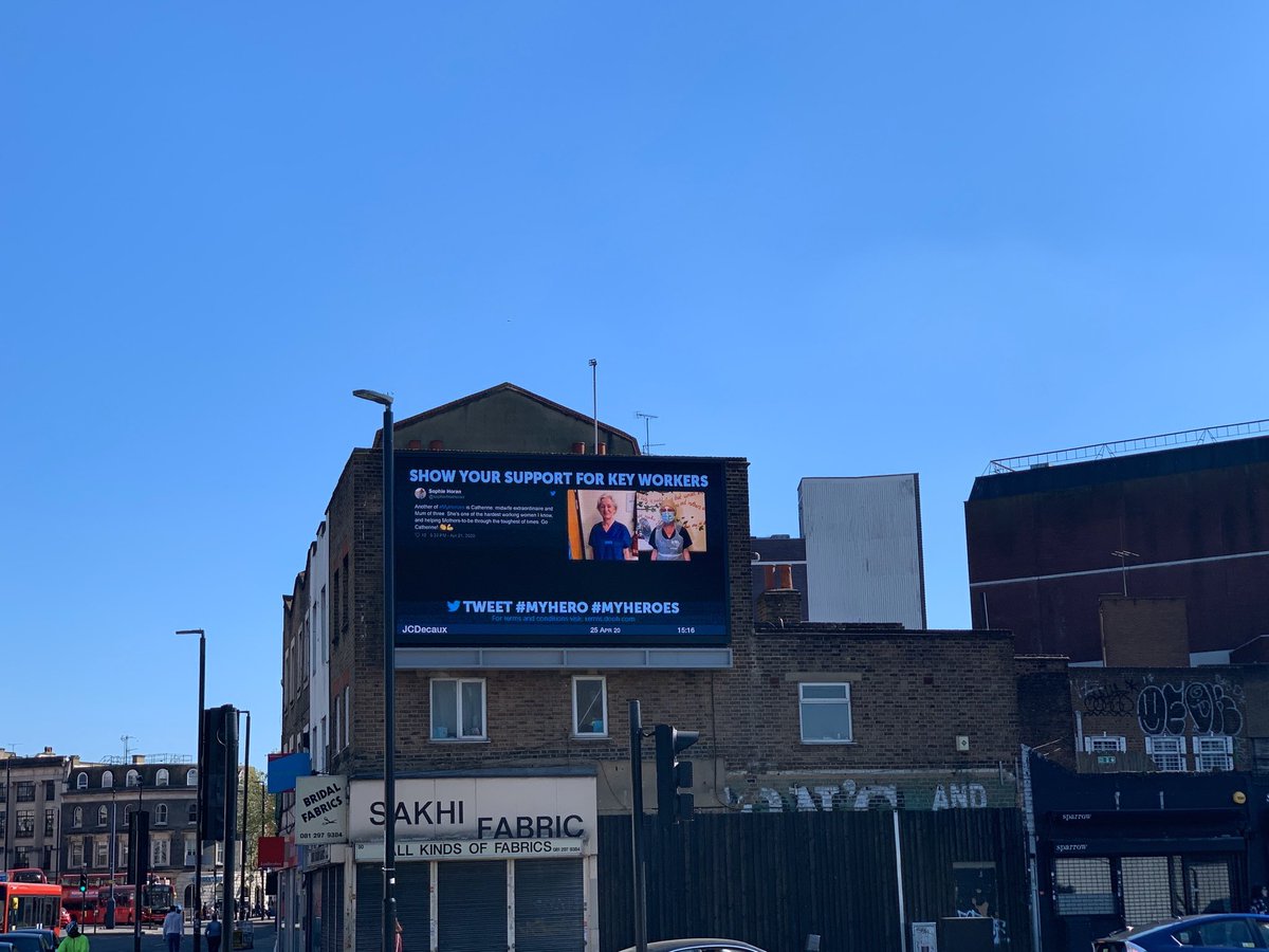 WeAreDOOH's tweet photo. @sophiefmahoran @kineticwwUK Your hero is our hero too, that’s why we’ve put their name up in lights! #myheroes #myhero https://t.co/KF8NsoDot8