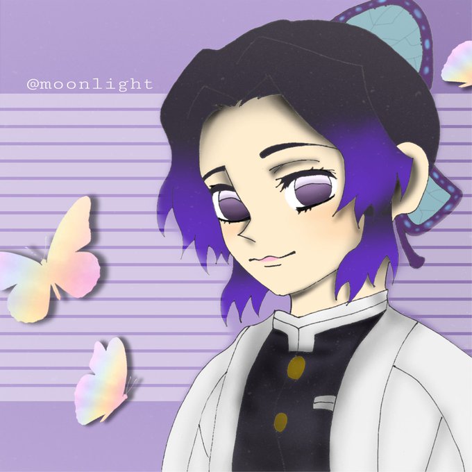 🌸 𝐌𝐎𝐎𝐍𝐋𝐈𝐆𝐇𝐓 🌸さんがTwitterに投稿した胡蝶しのぶ(鬼滅の刃)のイラスト。