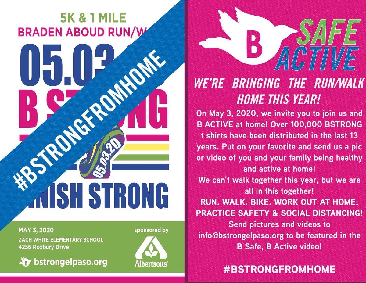 ELPASO_ISD's tweet photo. The @bradenaboud Memorial Foundation is bringing the 🏃‍♀️ race home on May 3. Be active virtually together #BSTRONGFROMHOME 

EPISD is proud to continue supporting the organization's health &amp; educational development efforts in our community #IamEPISD #EPISDProud EPISD@HOME https://t.co/dwzLSROXmD