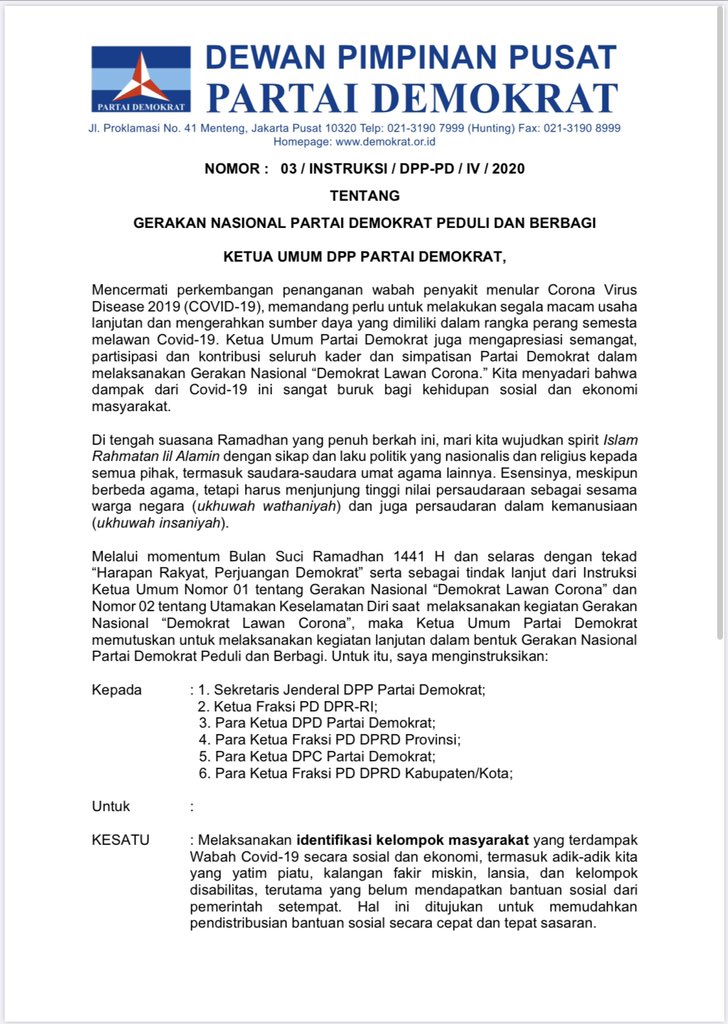 Imelda Sari V Twitter Hari Ini Ketum Pdemokrat Agusyudhoyono Keluarkan Intruksi Nomor 03 Agar Seluruh Kader Melaksanakan Gerakan Nasional Partai Demokrat Peduli Dan Berbagi Saatnya U Membantu Rakyat Yg Sdg Kesulitan Di
