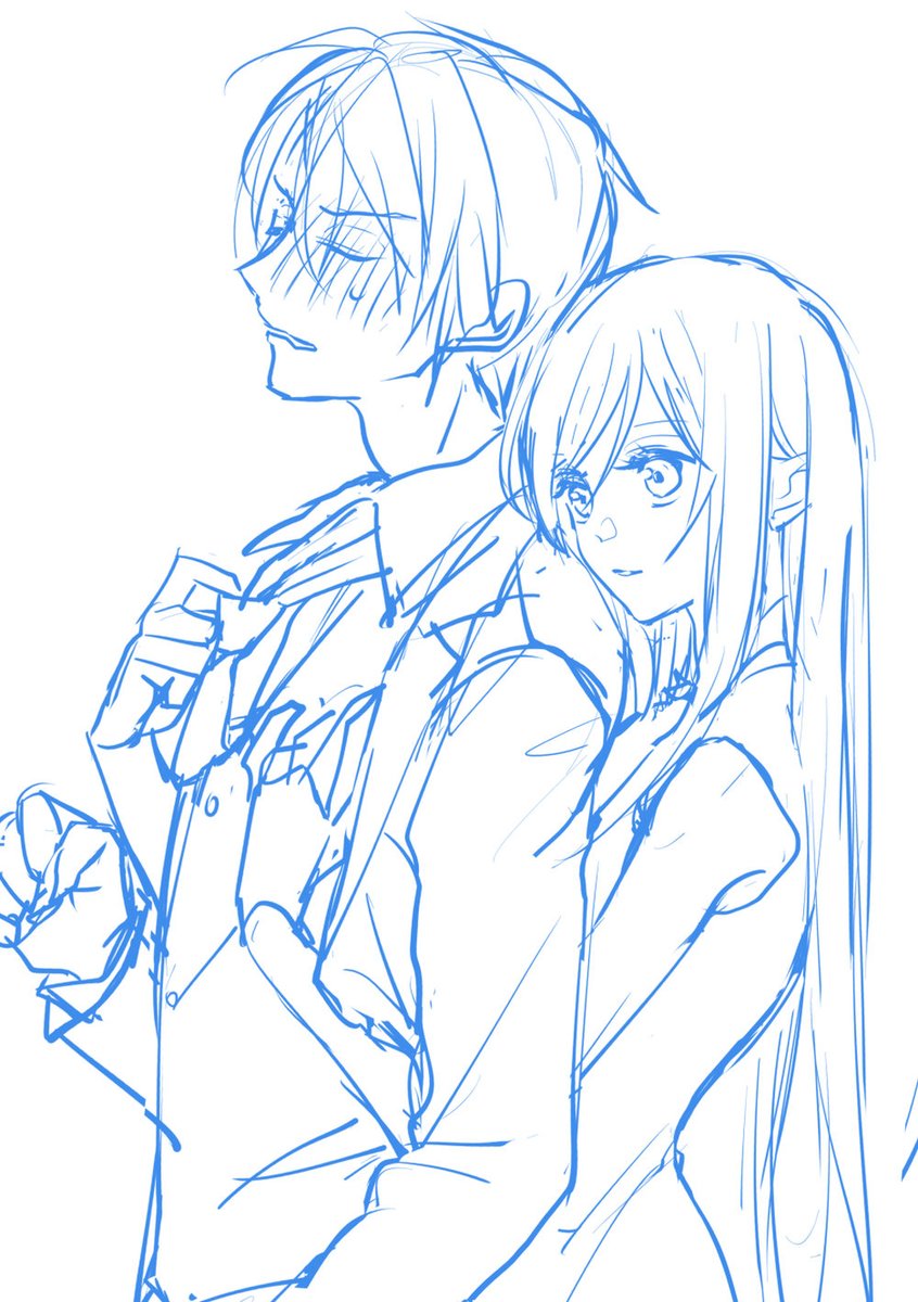 今日のワンドロ大会で計2枚描いたけど下書きの勢いが好きだったなぁ…という現象なんとかしたいと思った(創作) 