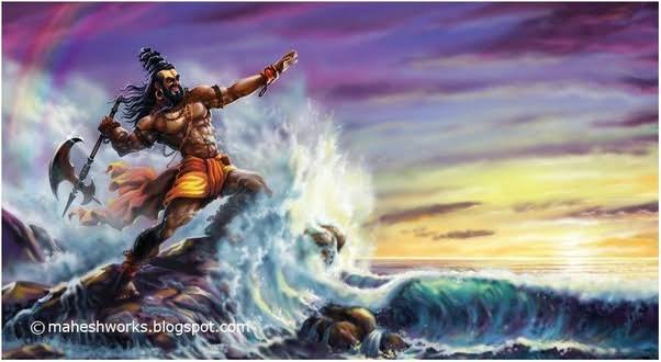 After having the blood of the Kshatriyas on his hands, Parshuram decided to perform penance at Gokarna.During this time he encountered Varun dev (lord of the oceans and seas) who offered him as much as land he wanted because Parshuram had already donated all land he had.6/15