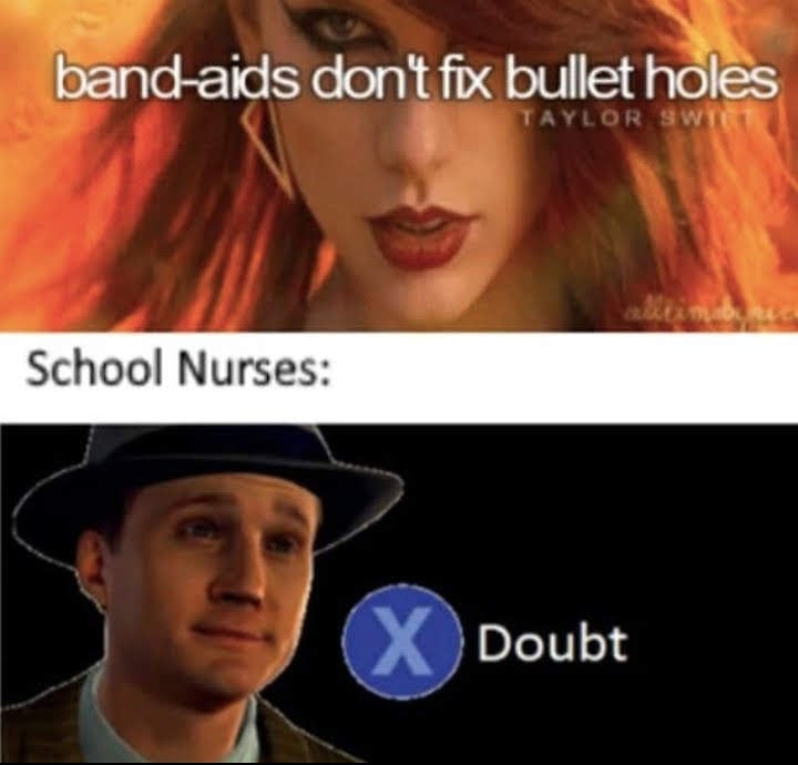 gigglespacegs1's tweet photo. For them... Bandages can heal any thing

#funnyshit #funny #comedy #rofl #lol #lmao #schoolshit #schoolboy #schoolnurse #bandages #bullets #hurts #literally #doubts #theysay #struggle #saturdayvibes #saturdaymood #saturdaynight https://t.co/T95X54smqB