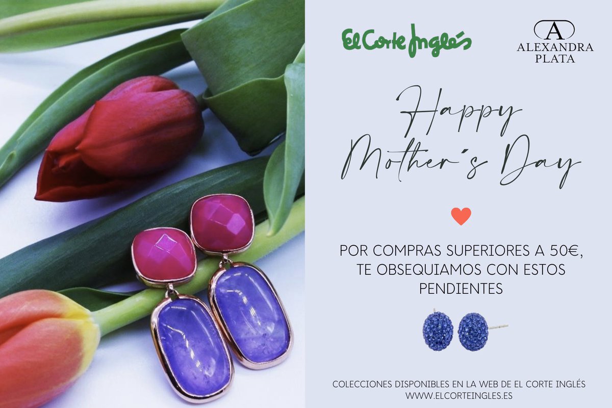 Alexandra_Plata's tweet photo. ¡Feliz día de la madre! Por cada compra superior a 50€ te obsequiamos con unos pendientes.
https://t.co/tV1ixe6YkG https://t.co/nd6GxYDo4g