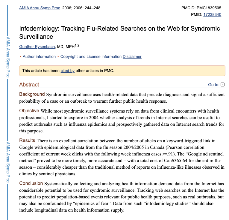 6/ To be clear, the idea of going upstream to people who gauge symptoms from people who are at home is nothing new Google search trends (I thought I was first to do it but tbh, I thought it was a joke)Self-report apps  @johnbrownstein  @FluNearYouThermometers  @kinsa Google ads