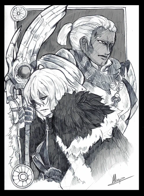Ballpen sketch Comission for @malignantfood 

thanks soo much for can made Dimitri and Deude

#FEH3H #FireEmblem3Houses #dimitri #Deude #sketch #comission #ballpen 