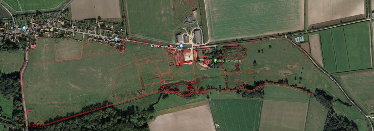 I don't know why I spent like an hour overlaying earthworks onto Flitcham Austin Priory considering it doesn't even have the church and conventual buildings on it (it's probably under the farm though)