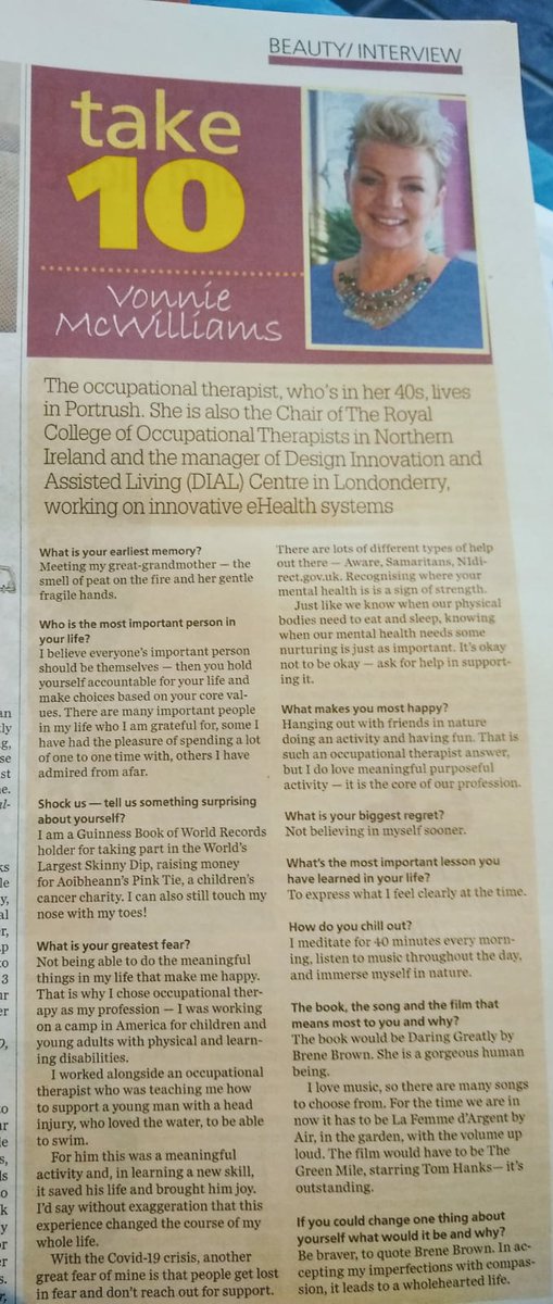 RCOTNIreland's tweet photo. Our Chair Vonnie promoting #OccupationalTherapy through @BelTel Take 10 interview

@theRCOT @klesslar https://t.co/d149OhRnJG