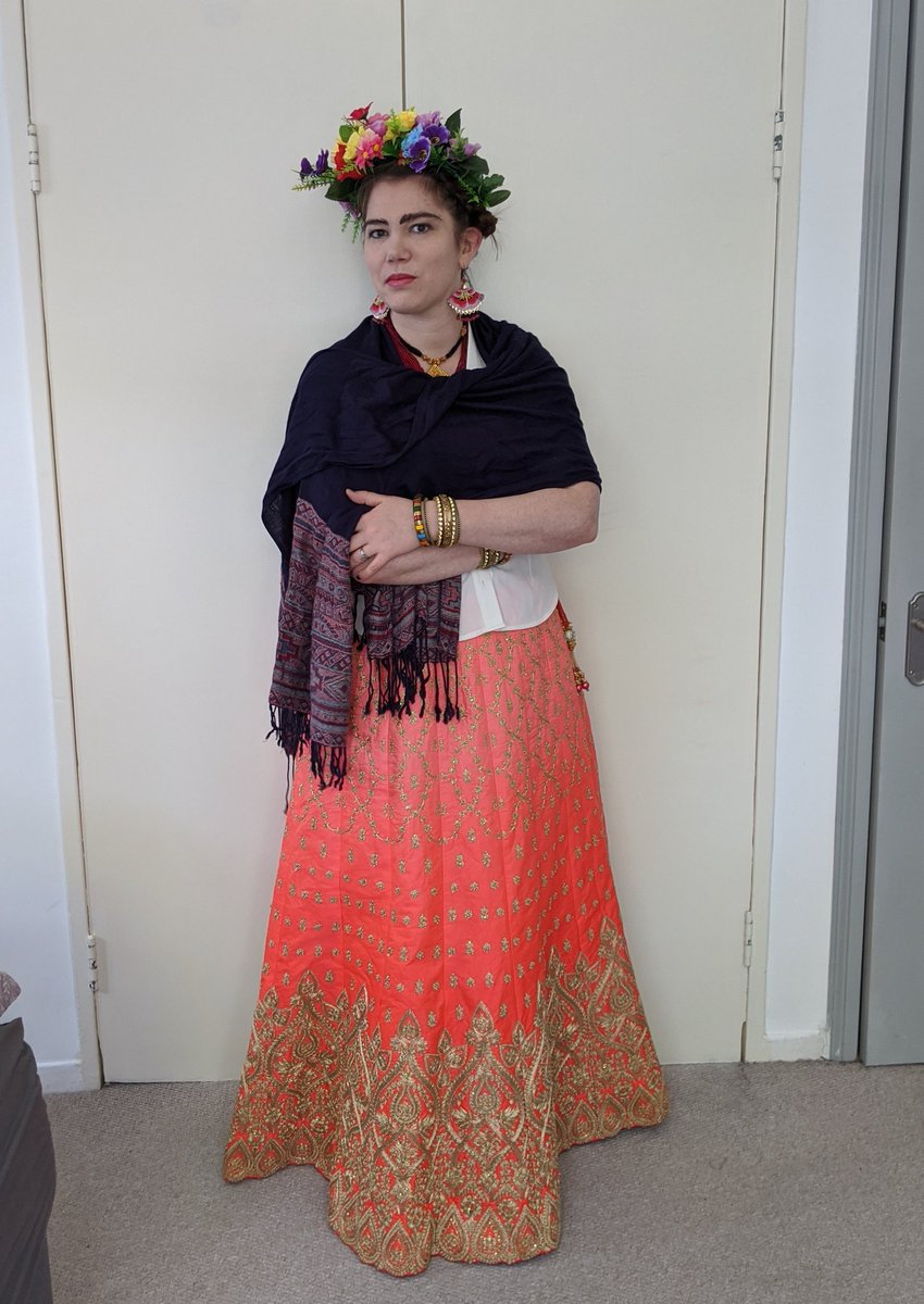 Number 4 in my 26 costumes in two days  #TwoPointSixChallenge - Frida Kahlo. I regret not leaving this one til last so I could spend the evening dressed like this.(Obviously when you're being Frida you have to take a quick selfie)