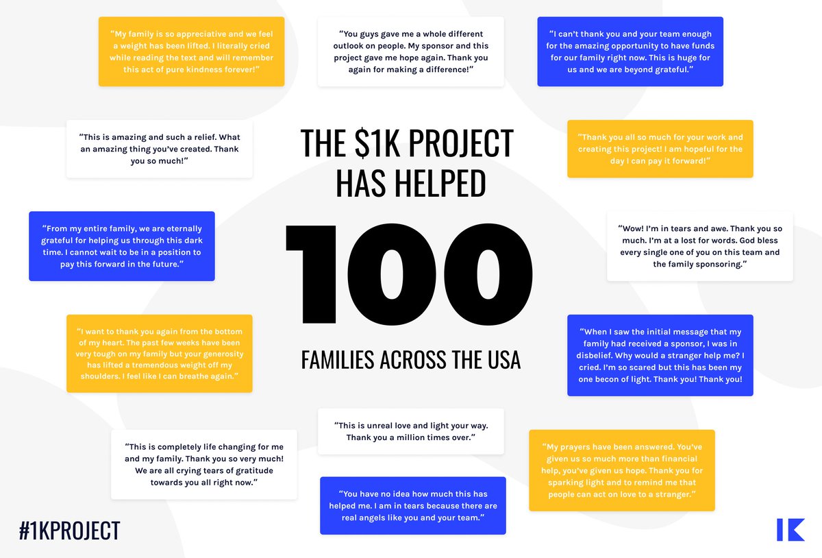 3/ If you are in a position to sponsor a family impacted by the pandemic, please consider joining our networks - visit  http://1kproject.org  and sign up.We are making a very real and much needed impact here!  @1kprojectorg  #1kproject