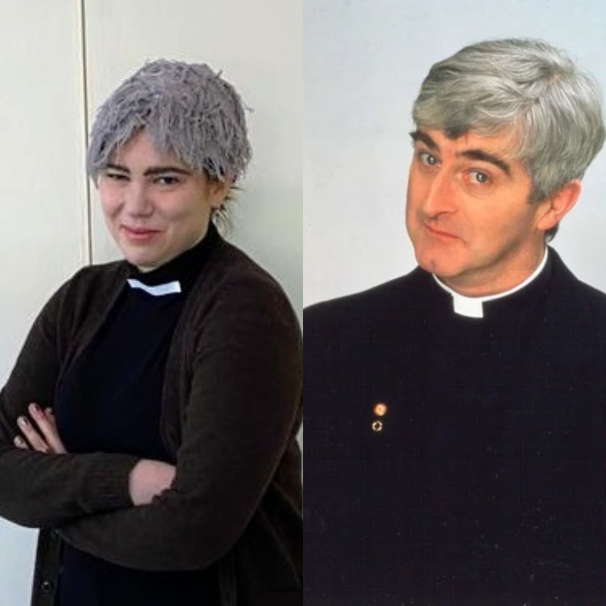 Tried to recreate the Father Ted window scene for my 26 costumes in two days  #TwoPointSixChallenge but it didn't come out quite right. Pleased with the wig though. As my mum said "An hour ago that tea towel was minding its own business". Sponsor me here: https://uk.virginmoneygiving.com/RebeccaCooney2 