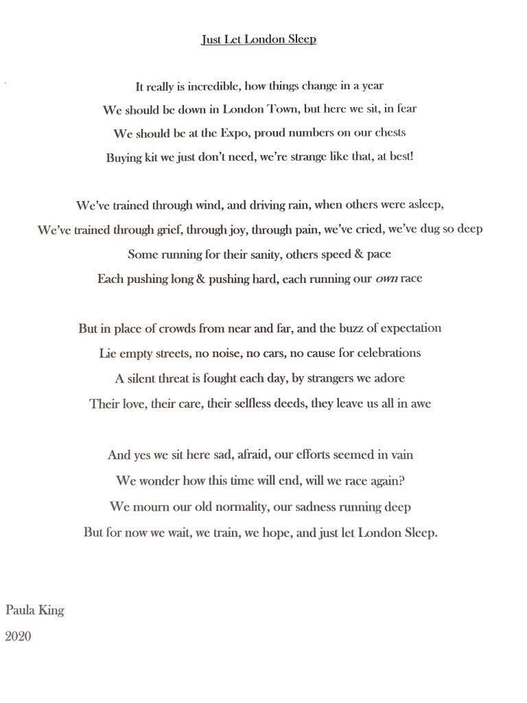 jason_carl_fox's tweet photo. This was just written by a really good mates wife! Suppose to be running tomorrow in the #LondonMarathon 

Thought I’d share it! Nice one @PrioryLtd aka Paula! #StayAtHomeSaveLives https://t.co/CBRDlmWjJv