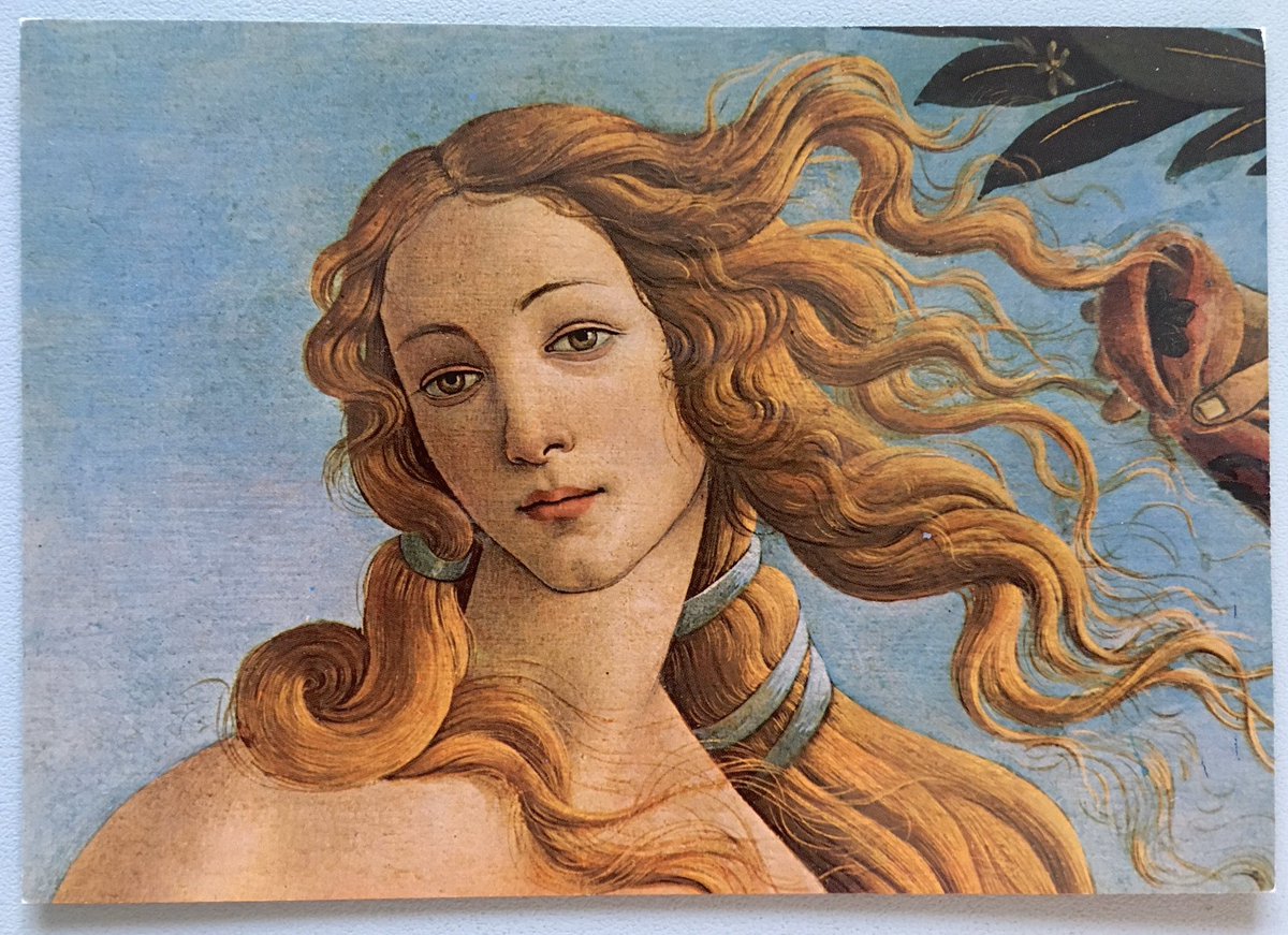 So here is a 37 years old postcard from the Uffizi with a ‘particolare’ of Botticelli’s Nascita della Venera.  #MuseumsUnlocked  @profdanhicks