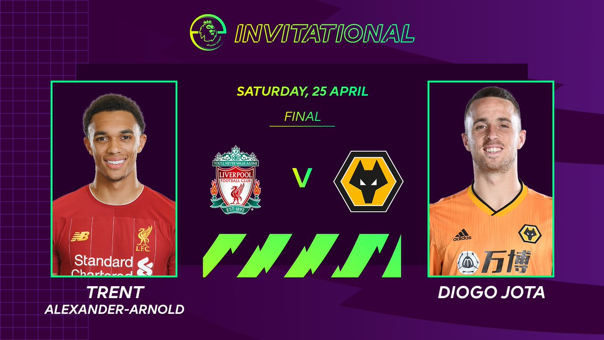 Here we go...The  #ePremierLeague Invitational final is set between  @trentaa98 and  @DiogoJota18 Sitting comfortably,  @LFC and  @Wolves fans? 