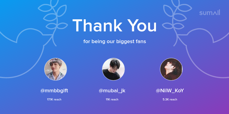 Our biggest fans this week: mmbbgift, mubai_jk, NiiW_KoY. Thank you! via sumall.com/thankyou?utm_s…