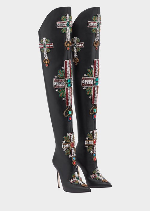 Versace Cross Embellished Boots pour la maudite somme de 9k