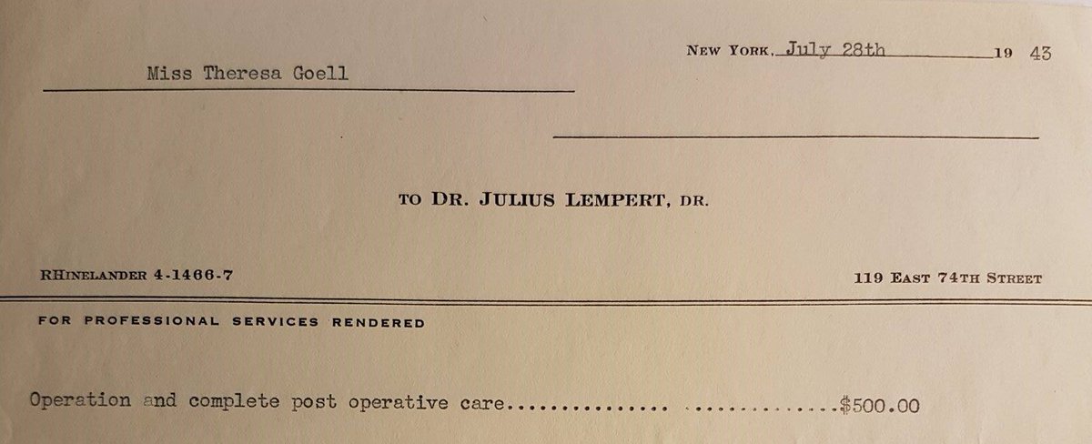 It appears that Goell attempted to treat her deafness. In 1946 surgeon Julius Lempert performed a fenestration operation for Goell’s otosclerosis. Though media reports claimed Lempert’s maneuver could cure 96% of all deafness cases, it didn’t for Goell.