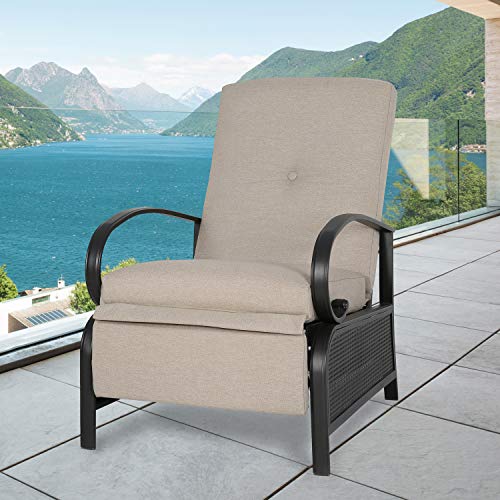 #patiochairs #100 Ulax Furniture Patio Recliner Chair Automatic Adjustable Back Outdoor Lounge Chair with 100% Olefin Cushion (Sailcloth Beige) dlvr.it/RVRc9b