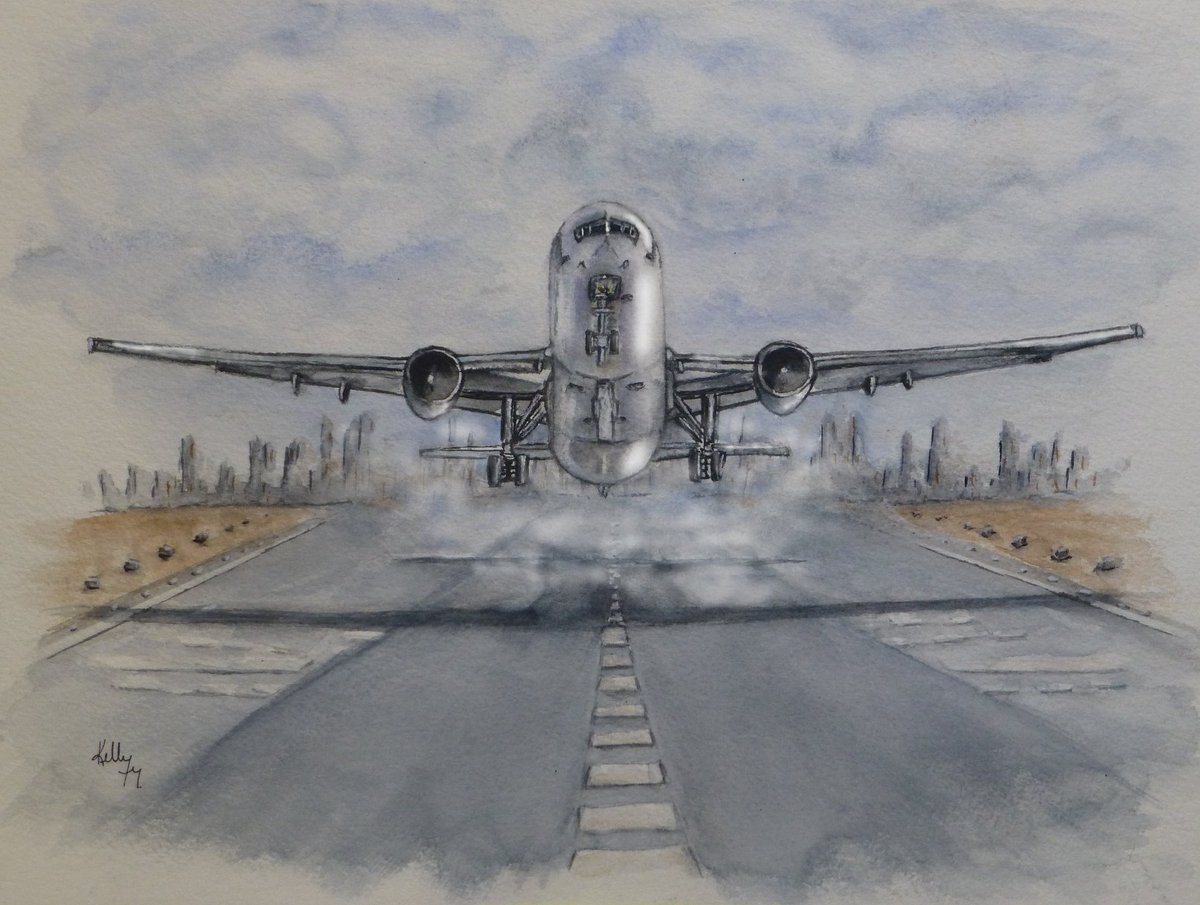 Chris_bradley17's tweet photo. Take Off!  
Beautiful prints by @FineArtAmerica 
https://t.co/zGEoMvWOQd 
Original watercolor painting by Kelly Mills 
#takeoff #plane #planetakingoff #airport #officedecor https://t.co/90Fqrwpypi