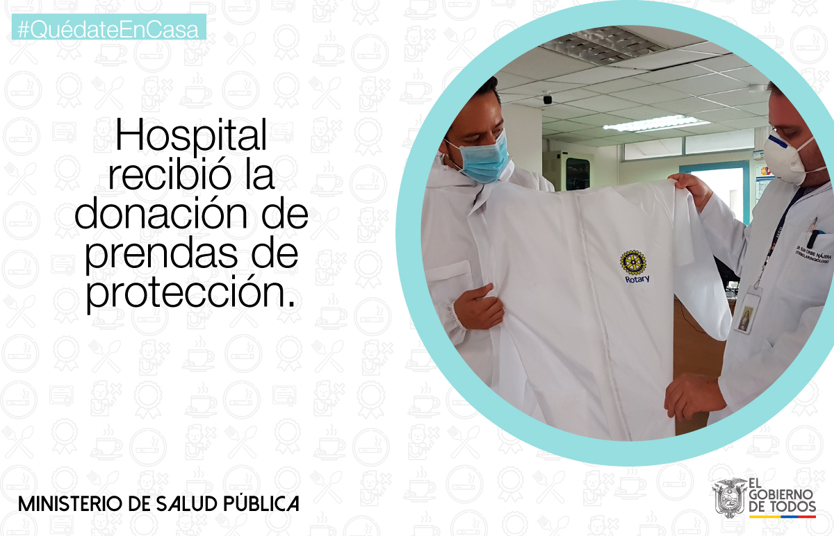 #QuédateEnCasa |Trajes antifluidos, batas desechables y protectores faciales fueron entregados al <a href="/HVCMOficial/">@HVCMOficial🇪🇨</a> por parte de una organización sin fines de lucro, para continuar protegiendo a nuestro personal que lucha contra el #COVID19. Agradecemos por este gesto solidario.