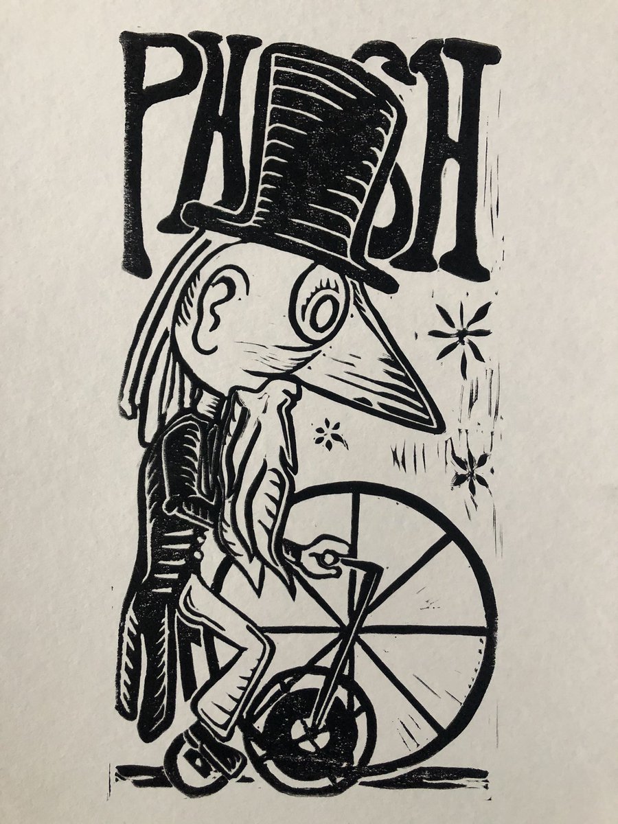 phansprints's tweet photo. Here it is!! Just finished this beauty! Father Time linocut print available now!! #phish #phishink #phishtour https://t.co/AqlQIbtV08