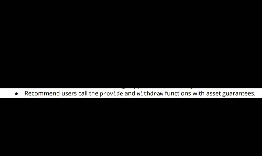 3.8It& #39;s either so important they chose to leave the reader with it OR they were like "shit did we fully check everything w/ these functions?" and threw it in the summary at the last second.Either way this is likely where a fatal flaw will live or, based on this audit, lives.