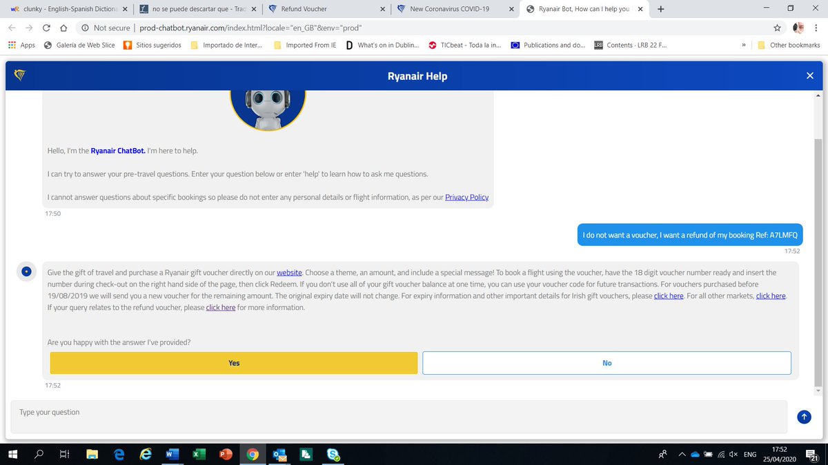 I want my money back, I do want a refund concerning my booking reference A7LMFQ. I DO NOT WANT A VOUCHER!!!!