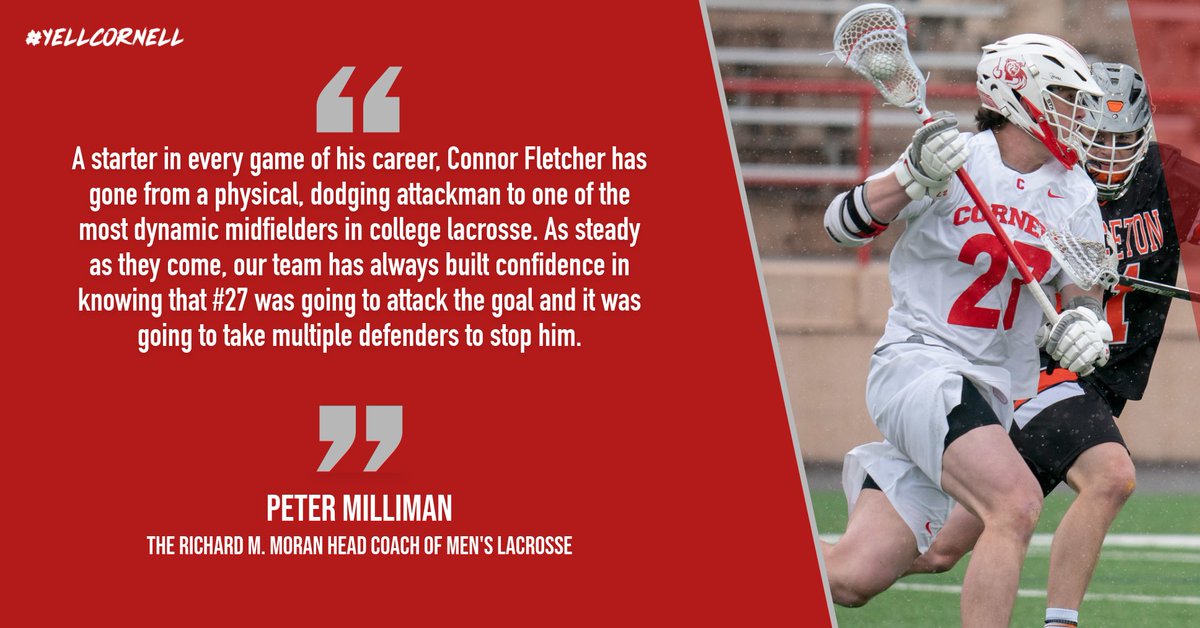 A four-year starter, Connor Fletcher helped captain the team as a senior. An offensive weapon in Cornell’s top-ranked group, he was named an Inside Lacrosse Media All-American in 2020 and a second-team All-Ivy pick in 2019.  #YellCornell (: Dave Burbank/Cornell Athletics)