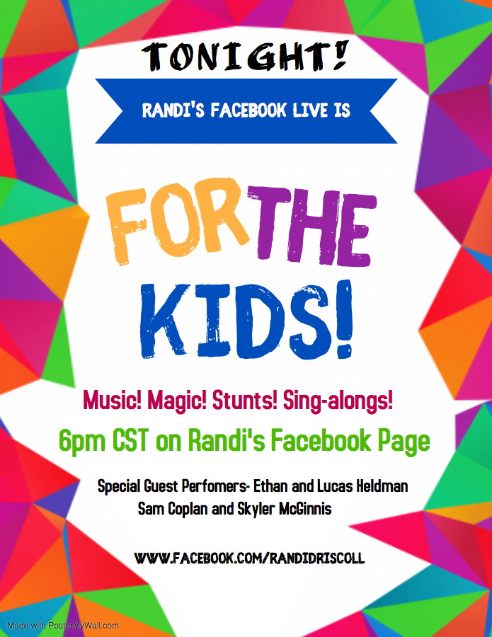 Tonight's FB live is for the kids, (and of course, the young at heart) Tune into FB, at 6pm CST, for fun, smiles and a dose of hope. #music #friends #kids