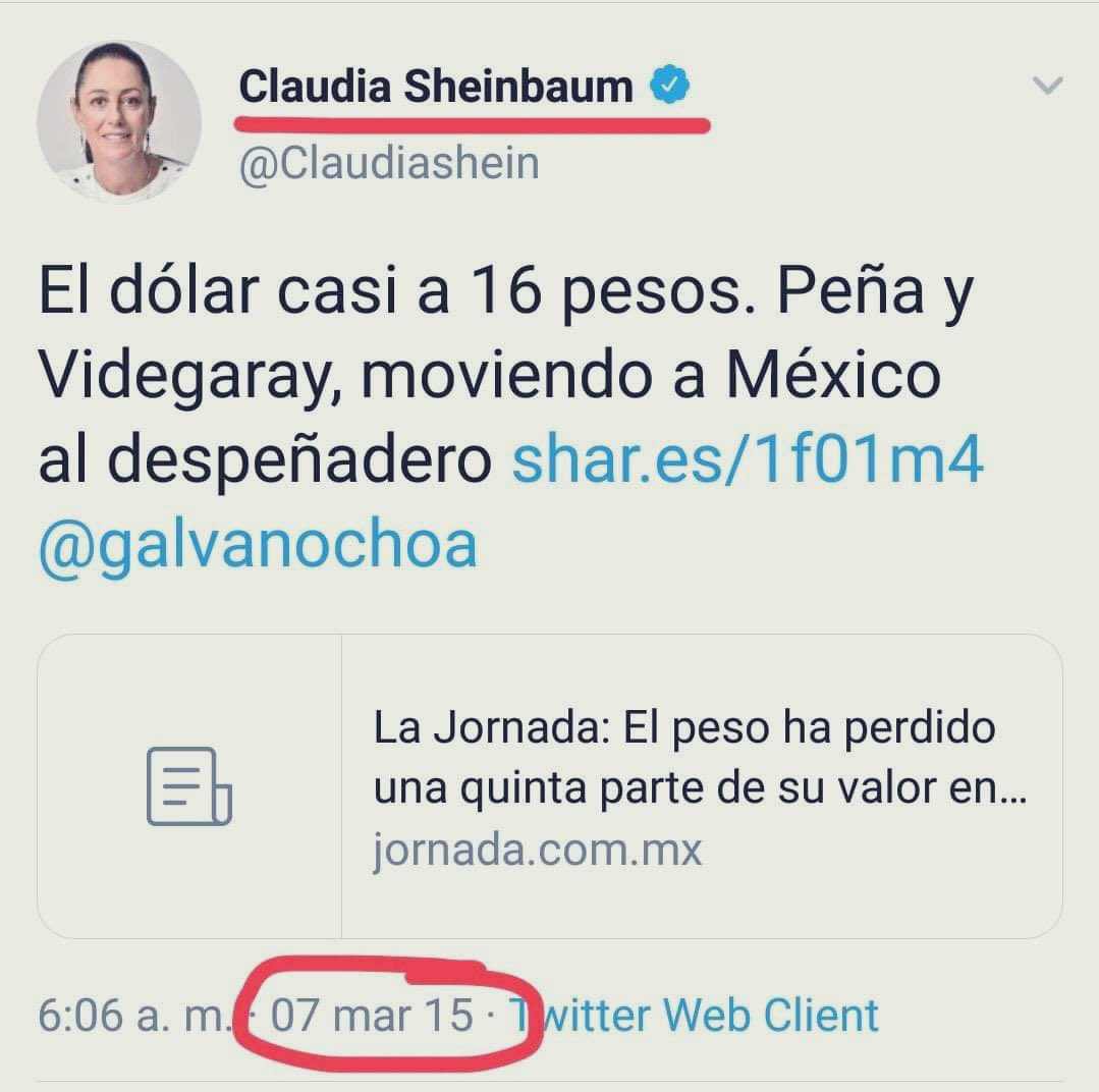 alfonsocruzoax's tweet photo. Hola Claudia @Claudiashein no sabes a cómo está el dólar?
Es para una tarea. https://t.co/pdYkCJn8yN