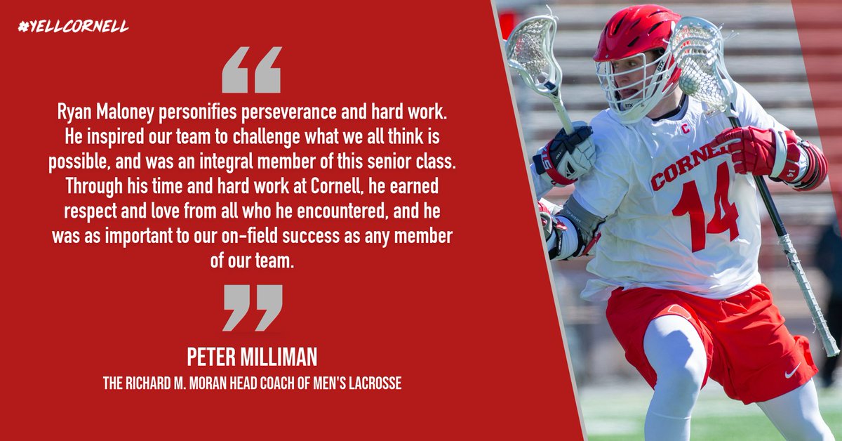 Attackman Ryan Maloney saw action in 13 contests during his career, registering a career-high two points on a goal and an assist against St. Bonaventure as a junior.  #YellCornell (: Patrick Shanahan/Cornell Athletics)