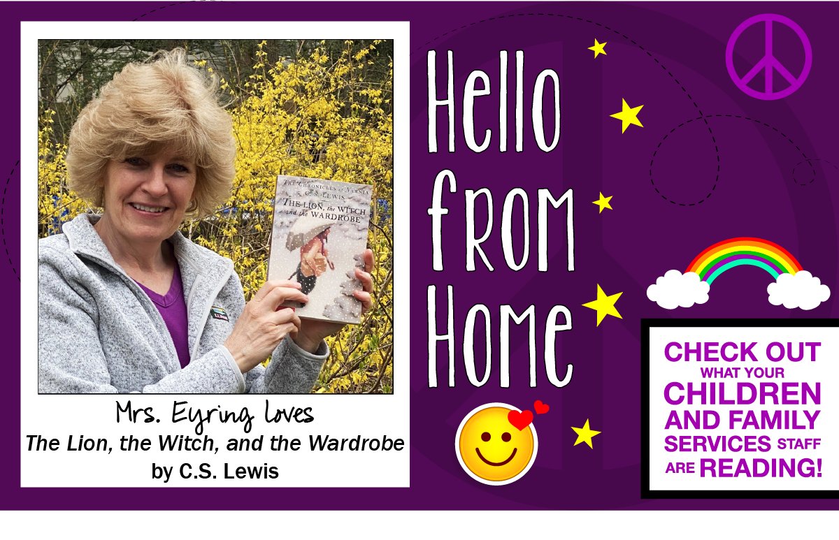 NENPL's tweet photo. Our Children's Services team says #HelloFromHome. They have reading ideas for you!
Mrs. Eyring recommends "The Lion, the Witch, & the Wardrobe,” by #CSLewis.
Read the eBook or audiobook https://t.co/0nZVaYy33A (English & Spanish) with your #NENPL #Northport #EastNorthport card. https://t.co/dn7oebhiuf