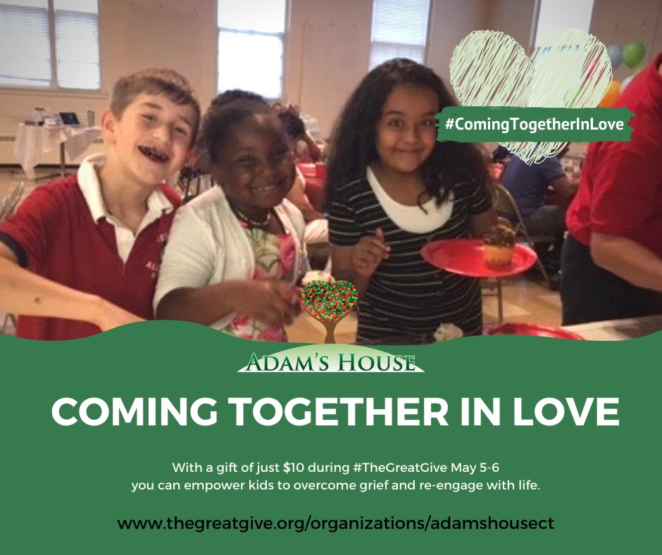 AdamsHouseCT's tweet photo. Our #TheGreatGive2020 theme is #ComingTogetherInLove (CTIL).  Families CTIL to process grief and celebrate their lost loves; our FIGs CTIL to support our families every week. In the midst of heartache, we CTIL because even in death, love survives. 

https://t.co/omiuaG2ijO https://t.co/Md35JQNQJN