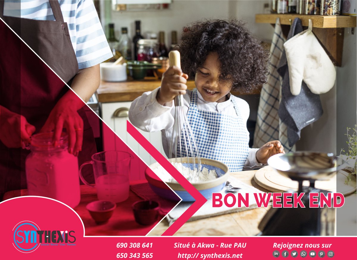 Synthexis1's tweet photo. C’est le week-End🤩💫 !
Quoi que vous fassiez🙂 pendant ces jours de repos😌, faites-en sorte qu’il vous rende heureux🥳.
Synthexis🏢 et son équipe vous souhaite un agréable😜👌 week-end et vous exhorte à respecter😏 les gestes barrières😷🤗 contre #Covid19Cmr 
#Bonweek_end https://t.co/BXoNg5hj0h