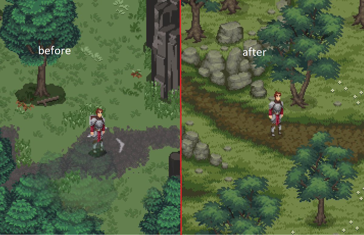 J2D_Interactive's tweet photo. For our next demo we're refactoring our environment! I made this little preview to show you some of our progress. How do you like it? :) #pixelart #screenshotsaturday #indiedev #indie #just2d #rpg https://t.co/8KlAfZZxRH