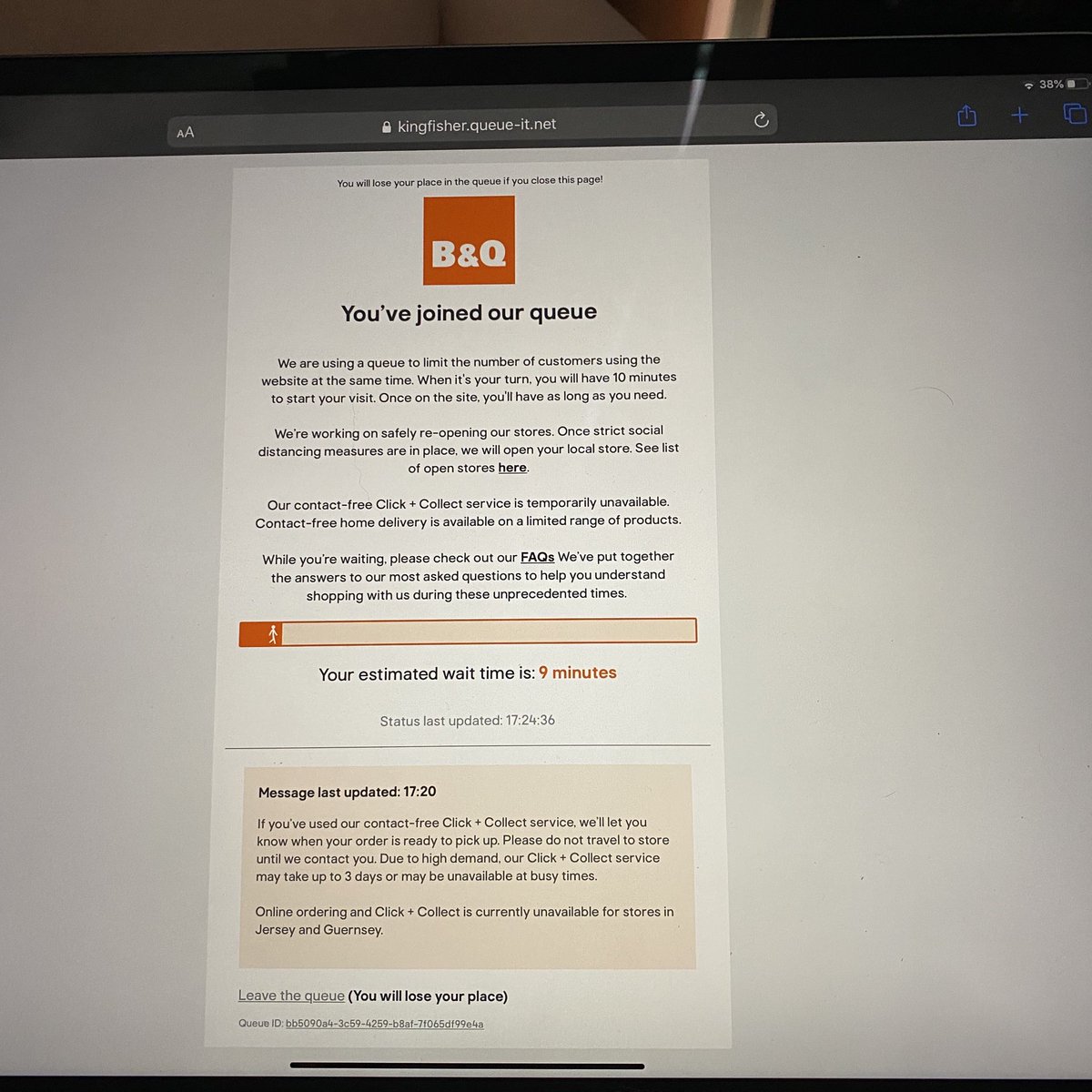 scottformstone's tweet photo. ⁦@BandQ⁩ ⁦@bandq_help⁩ Why on earth am I waiting in a queue to go onto the B&amp;Q website? https://t.co/1mEPwLjM90