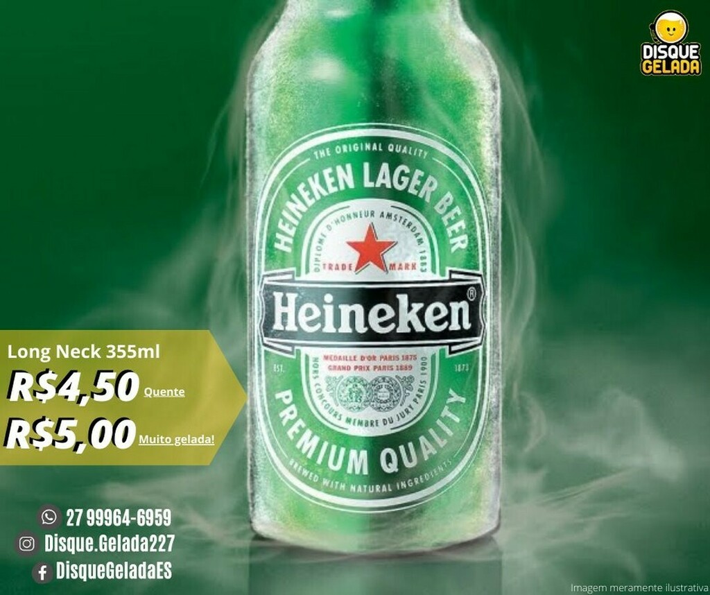 DisqueGeladaES's tweet photo. #Heineken | Bem-vindo ao mundo da Heineken!

Heineken Long Neck - Quente R$4,50
Heineken Long Neck - Gelada R$5,00 🛒Pedidos:
📲 27 99964-6959 Whats
📲 27 99887-0983 Whats
☎ 27 2141-3993 Fixo .
⚠Nota!⚠
Pessoal nesses últimos dias estamos com muita c… https://t.co/tK3sLS9Jeo https://t.co/SUvo021llc