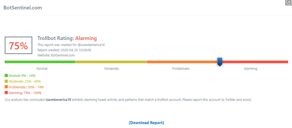 In this example, the account is sharing a link to a Zero Hedge article that claims exercising likely prevents COVID-19 hospitalizations. The account sharing the link is still active...