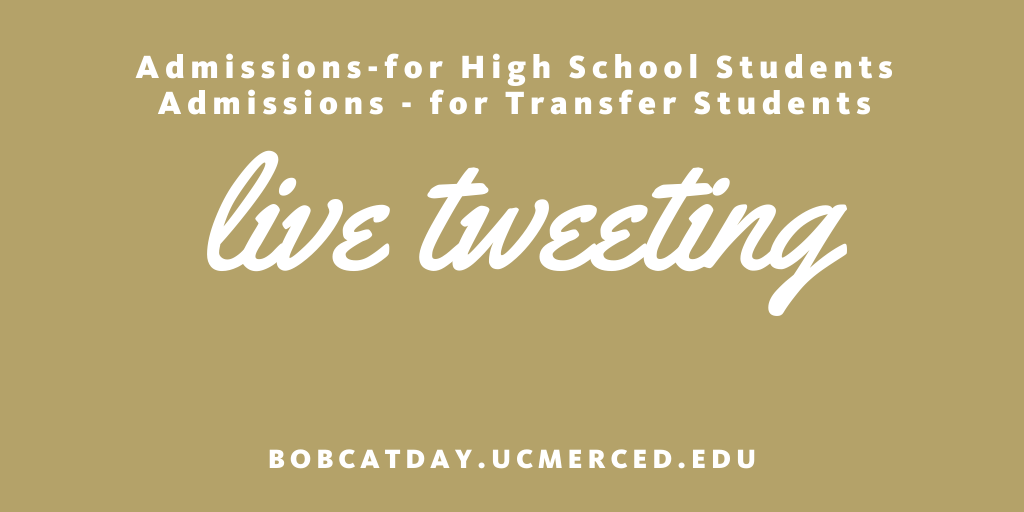 GO2UCMerced's tweet photo. Congratulations to all admitted first-year and transfer students! Join us to hear Sheila Xiong, Amandip Singh &amp; Mariah Tresvant as they talk about your next steps in the admissions process. https://t.co/6yH1Jy4J81 #VirtualBobcatDay #UCMerced #IChoseMerced https://t.co/8xYU2pfCD7