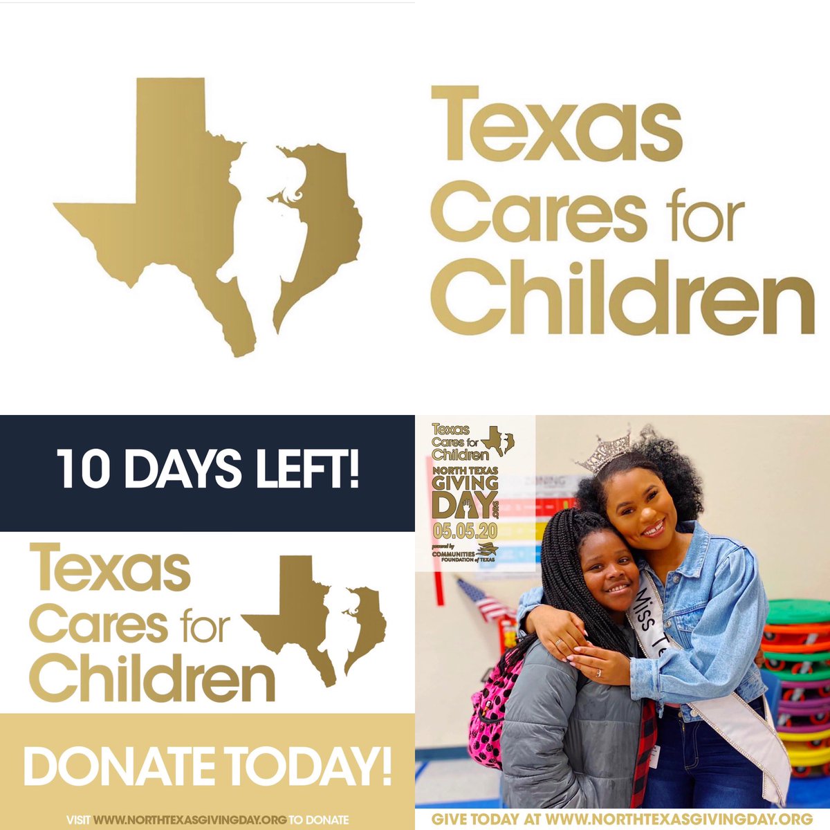 Texas Cares For Children is a registered charity for the next #NorthTexasGivingday, which is May 5th and early donations are being accepted now. Donate by following this link⬇️ northtexasgivingday.com Pick> Texas Cares For Children Together we can! #missamericatx