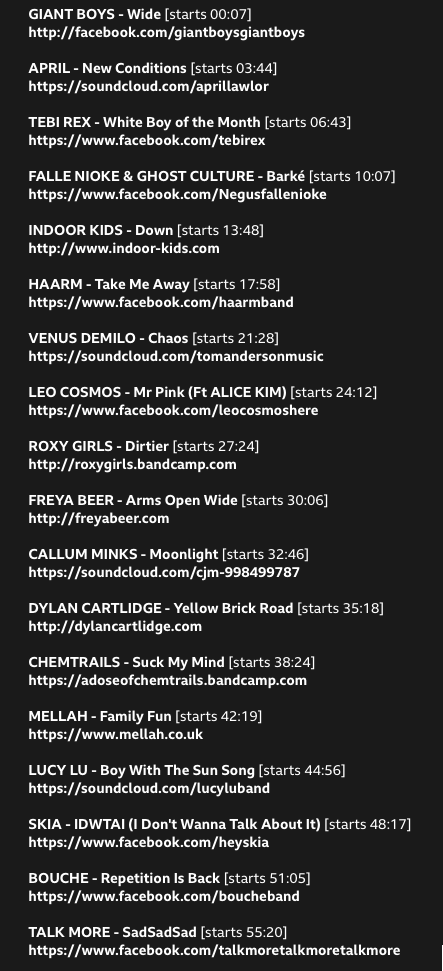 freshnet's tweet photo. At 1.00am my @bbcintroducing MIXTAPE https://t.co/XMuccr7MBe features features 18 regional Introducing tunes - with special thanks to tipsters
@Dave_Monks
@adamgeorgewf 
@shellzenner 
@nickyrob
@rorymcconnell
@RyanPaulDJ
@stephnradio
@hannaahfletcher
@Rianne_Thompson
@jjiszatt https://t.co/I9U88ohEJI