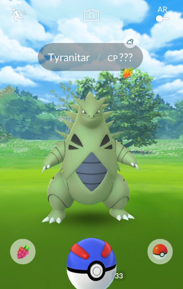 IDontGetTweeter's tweet image. speaking of pokego 
YOU CAN CATCH THESE !!!? IN THE WILD???????? EXCUSE ME 

I LOST MY FUCKING MIN D (when I  caught it a couple weeks ago, Tyranitar is one of my fave pokemon SO-)