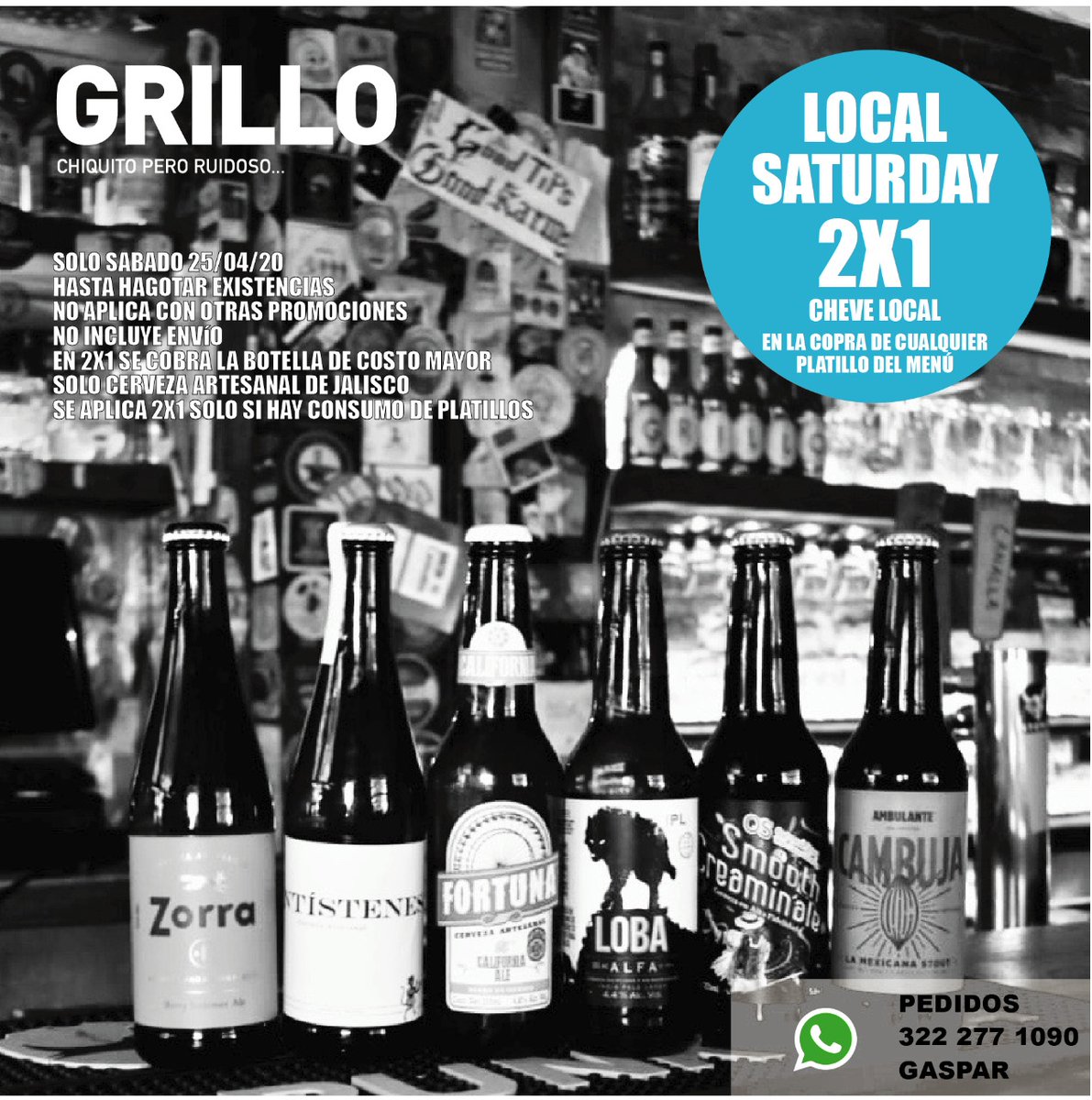 #LocalSaturday! 2x1 en cervezas artesanales de jalisco, con la compra de cualquier platillo del menú! #ConsumeLocal apoya al ruidoso y a las cervecerías locales!
#ApoyaTubar #Gdl #ConsumoLocal #Beer #Chapultepec #2x1 <a href="/tuenchapu/">Tú en Chapu</a>