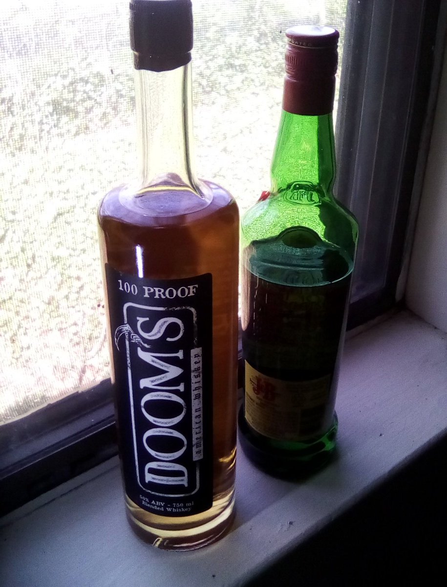 It's <a href="/thesmallhands_/">AARON</a>  <a href="/DOOMS_Whiskey/">DOOM'S Whiskey</a> look how giant it is! Regular size bottle next to it is for comparison. Looking forward to trying Doom''s later.🖤🥃