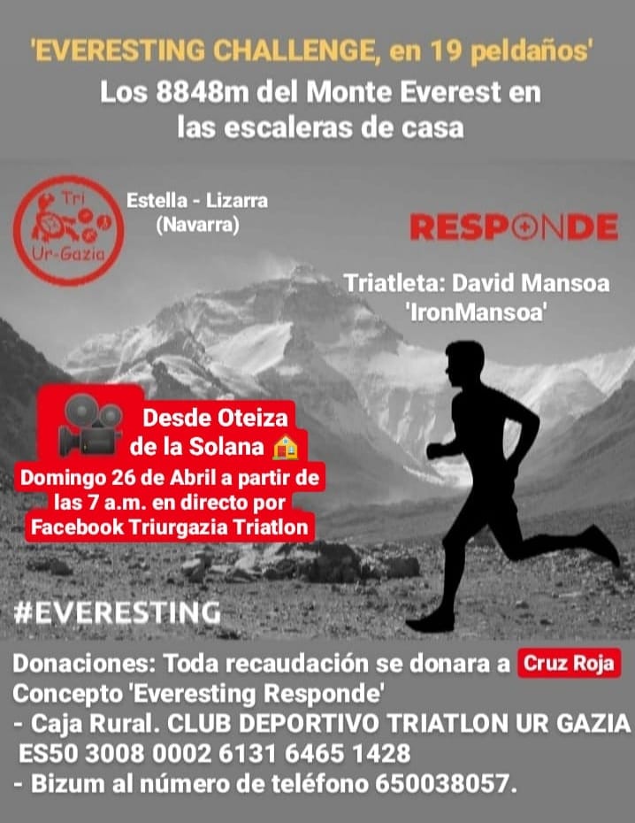 #DavidMansoa estará pensando en descansar. Mañana le quedan 14 horas de reto: 8848 metros, la altura de un #EverestingChallenge, subiendo y bajando 19 peldaños en su casa, para apoyar el plan #CruzRojaResponde de <a href="/CruzRojaEsp/">Cruz Roja Española</a>  En directo, a las 07.00h, en FB@triurgazia ¡¡Ánimo!!!