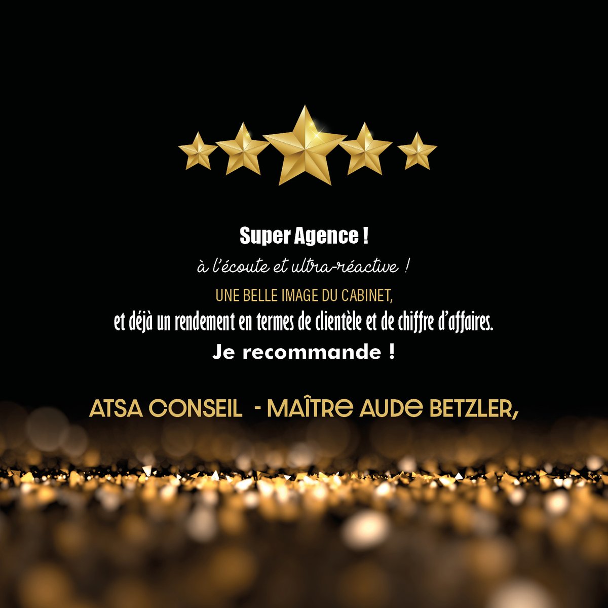 Un grand merci à Atsa Conseil pour ce magnifique avis !!!😍
Toujours heureux de bien servir nos clients !
 °•
•°
°•
•°
°
#AgencedeCommunicationTroyes #AgencedeCommunicationAngers #strategiedecommunication #creationgraphique #communicationdecrise #AgenceEcho