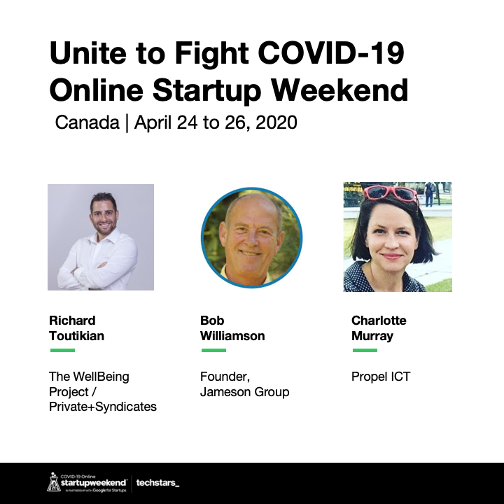 SWOnlineCanada's tweet photo. We are thrilled to have an amazing team of mentors supporting innovators from across the country at the first-ever online @Techstars @StartupWeekend #Canada from Apr 24-26. See the full list at https://t.co/suwIg1sqtR  #COVID19StartupWeekend https://t.co/kirZFVSAd1
