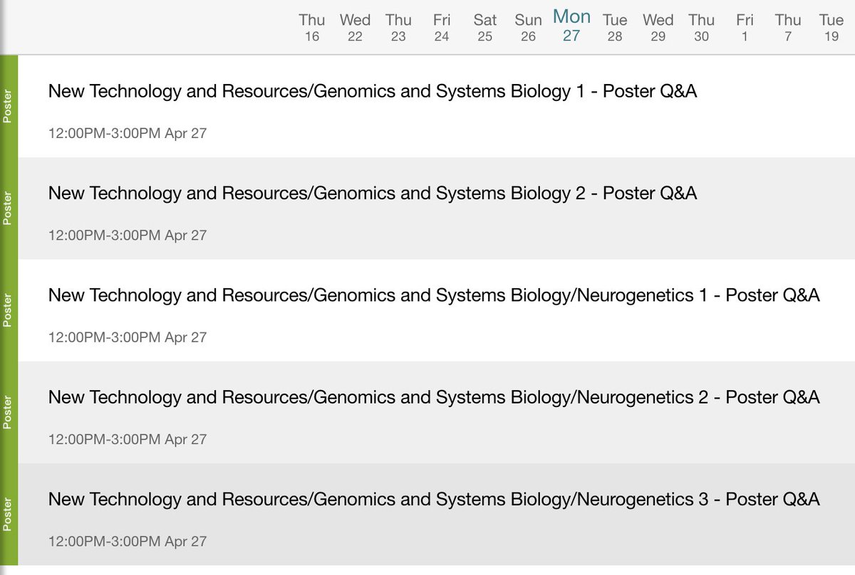 How are the presentations organized?  #TAGC20 First by conference theme (noted in the parent session title—some are doubled up), then by abstract keyword. Sessions begin at 12:00 PM EDT each day and run ~3 hours with presenters rotating at the top of the hour & each half hour.